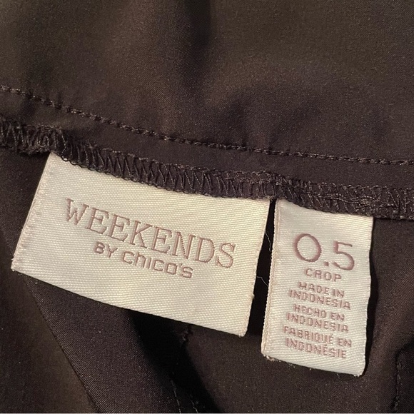 Weekends by Chico's Black Cropped crop pull-on pants size .05 Small S 6 - Picture 7 of 14